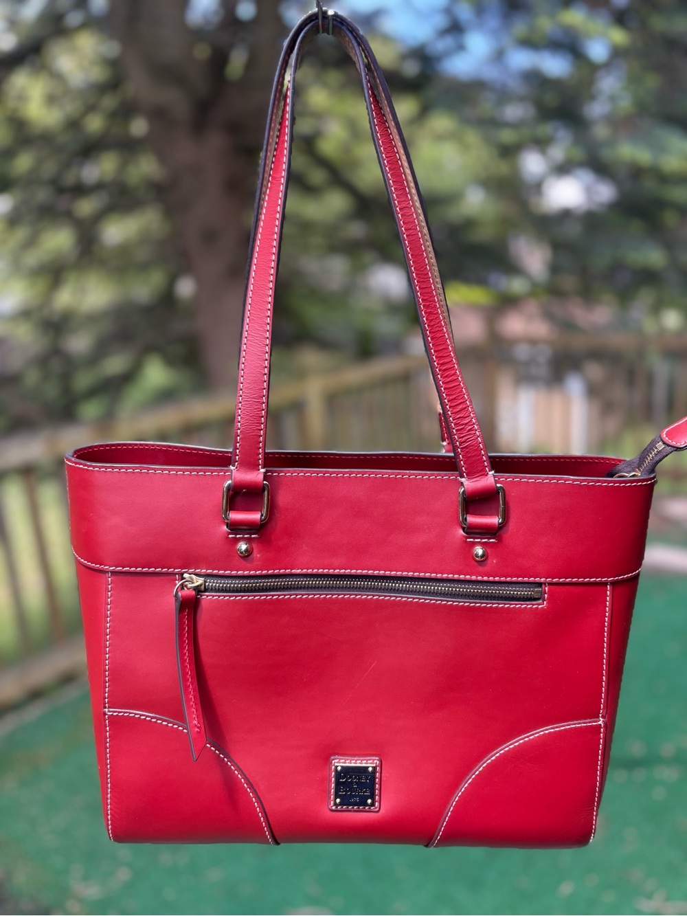 Dooney And Bourke Mila Beacon Leather Tote Red